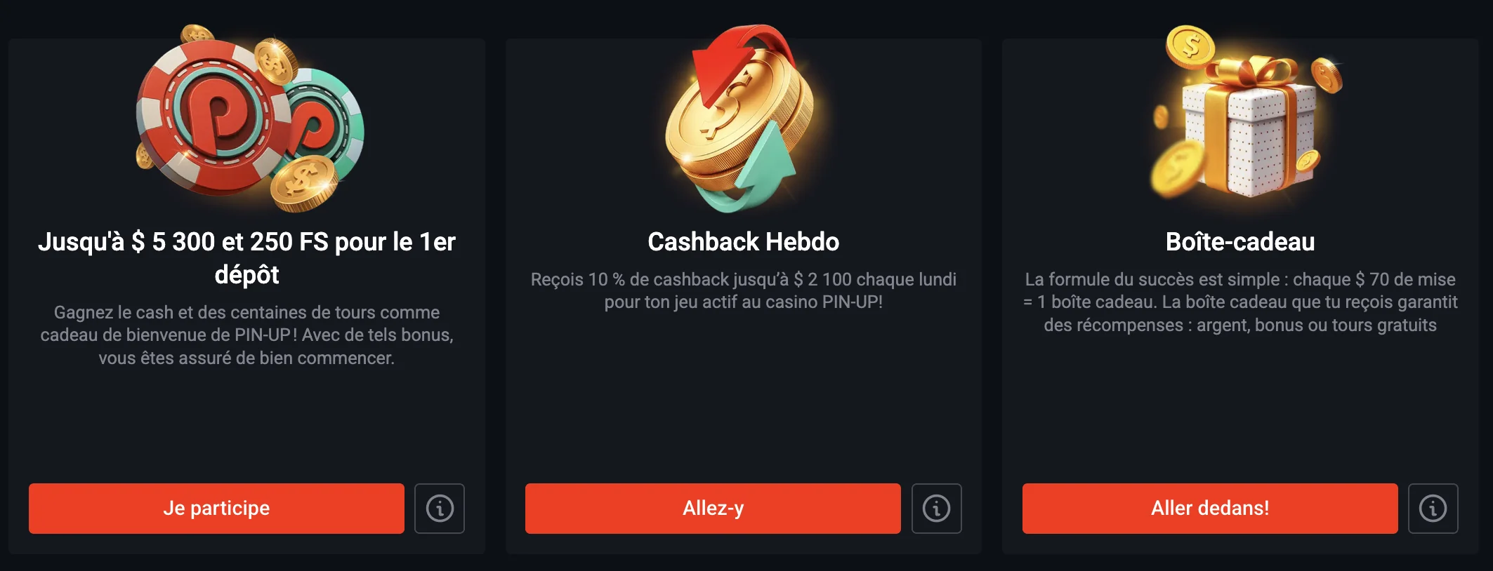 Bonus du casino Pin Up en République démocratique du Congo